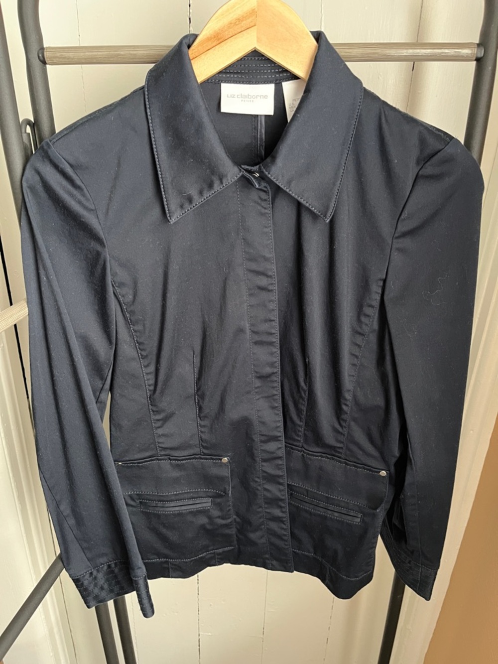 Liz Claiborne Navy Snap Front Jacket